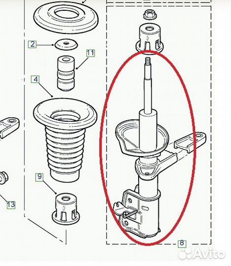 Амортизатор передний правый Land Rover Freelander