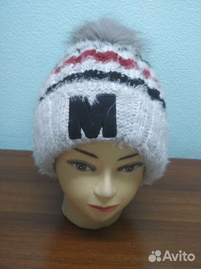 Шапка трикотажная с помпоном