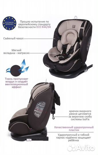Детское автокресло от 0 с isofix поворотное