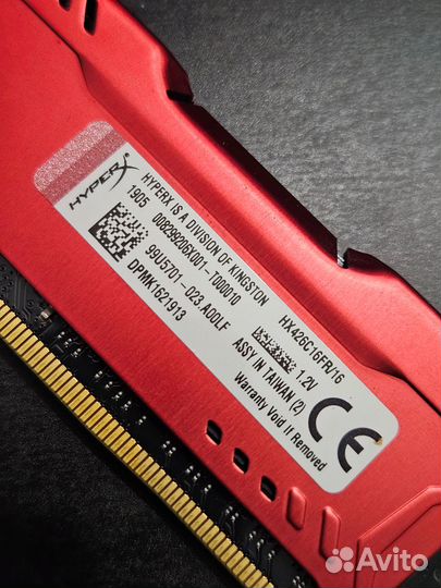 Память Kingston HyperX Fury RED DDR4 16gb 2666MHz
