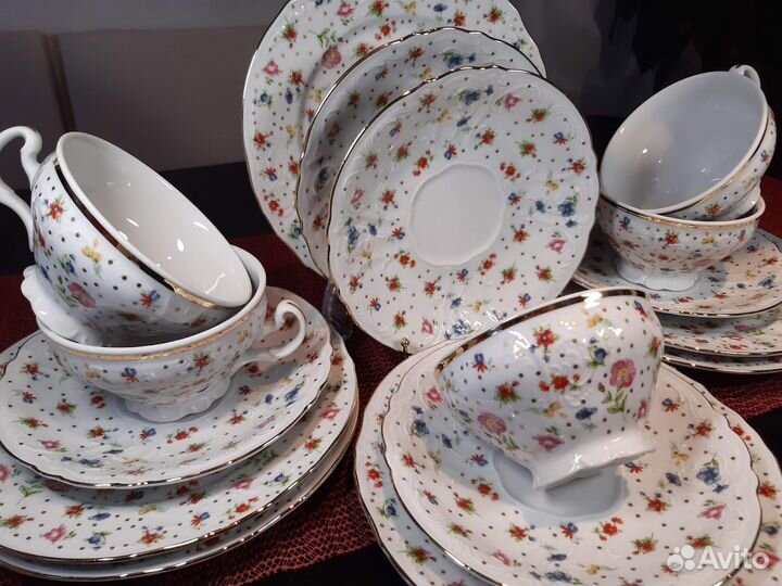 Тарелки и чайн.пары Bernadotte Чехия. Отд.платина