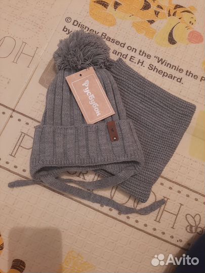 Комплект шапка и шарф для мальчика 2 года