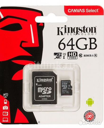Карта памяти kingston SD 64GB