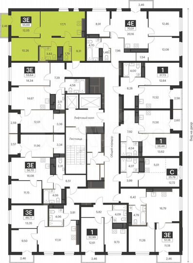 2-к. квартира, 55,7 м², 12/17 эт.