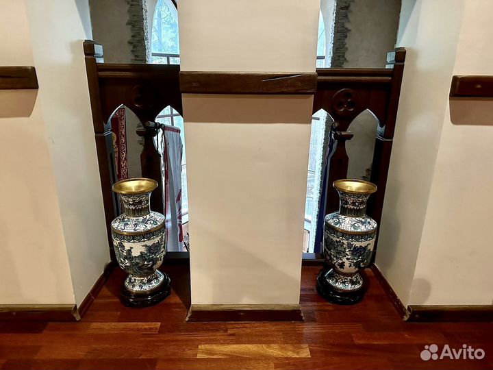 Роскошные парные напольные вазы Китай, клуазоне