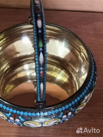 Конфетница серебро эмаль 84 проба