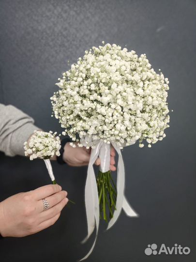 Свадебный букет из гипсофилы