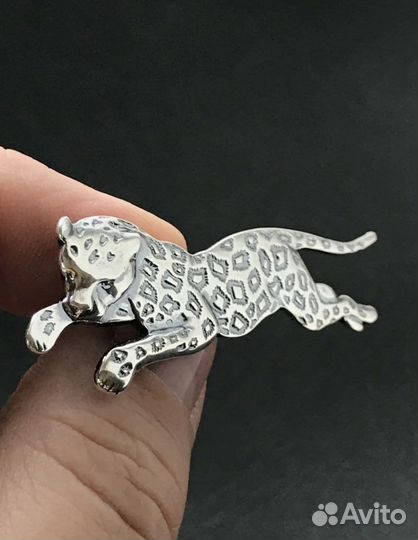 Брошь Леопард Мельхиор