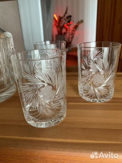 Набор 6 стаканов и кувшин Дятьковский хрусталь