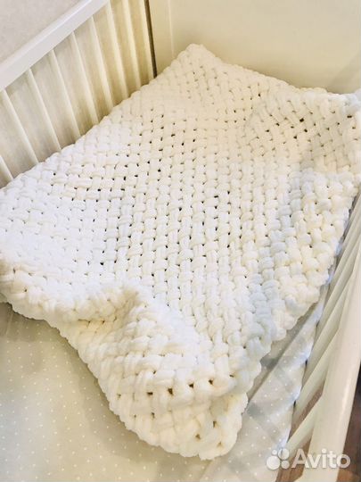 Плед вязаный плюшевый ручная работа