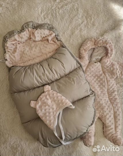 Зимний конверт с комбинезоном для новорожденного
