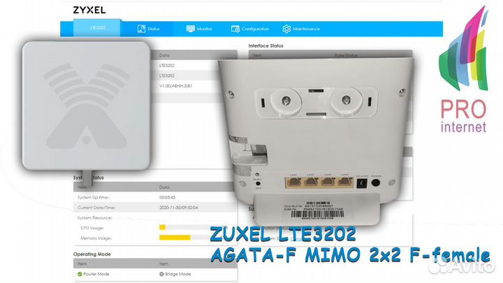 Роутер zuxel LTE3202-M430 agata-F mimo 2x2