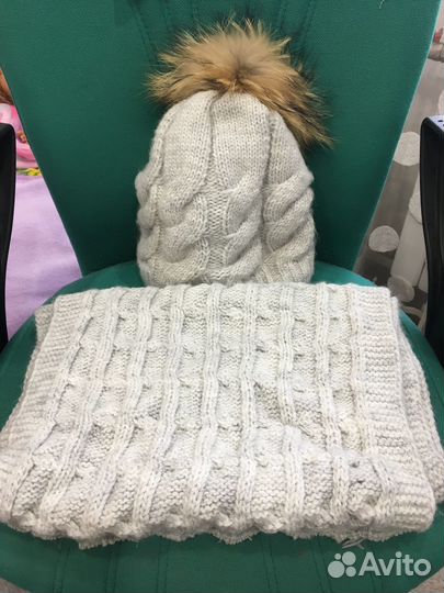 Шапка и снуд набор зимний