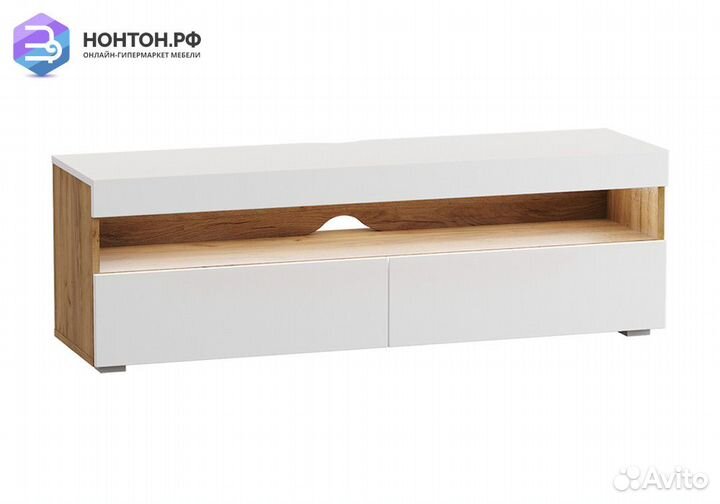 Тумба под тв Альба дуб крафт золотой / белый преми