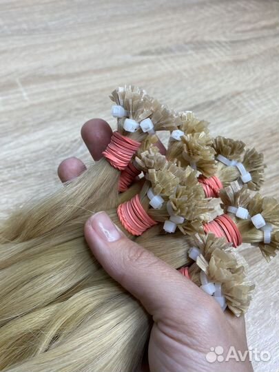 Славянские волосы на mini капсулах, блонд