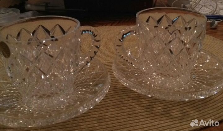 Чашка с блюдцем СССР хрусталь 2 шт