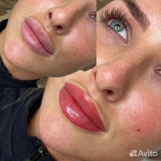 Пудровое напыление бровей, губ