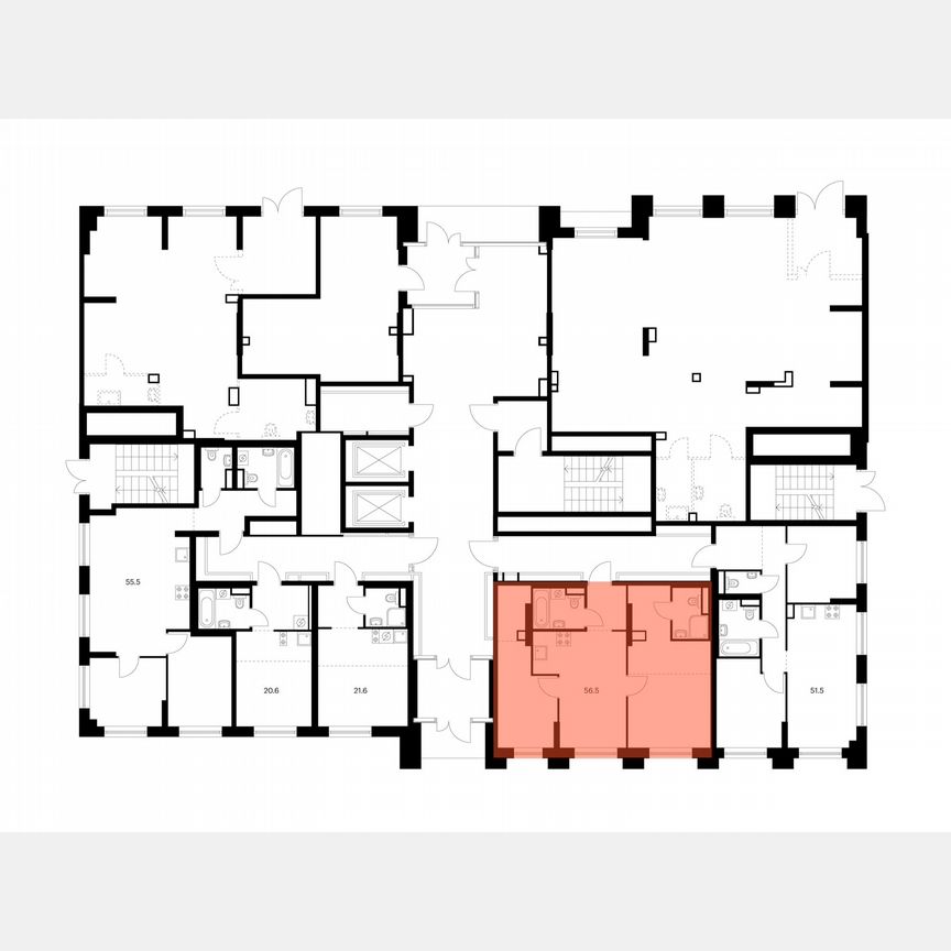 2-к. квартира, 56,5 м², 1/15 эт.