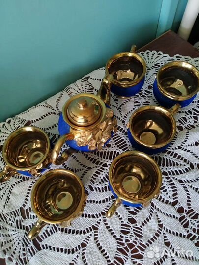 Чайный сервиз СССР синий бархат