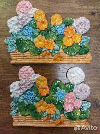 Настурции и гортензии. Декор керамический