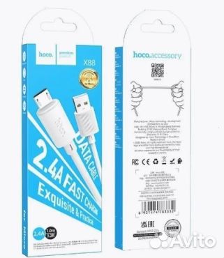 Кабель оптом. USB hoco X88, microusb, 2.4А, 1 м