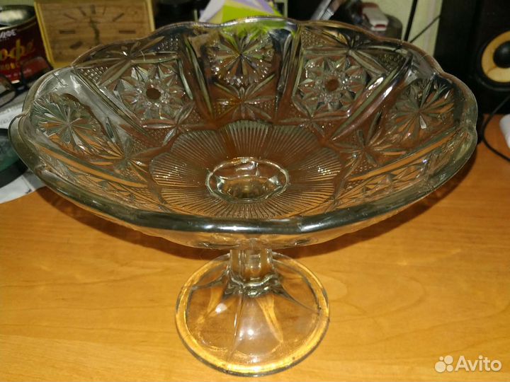 Ваза для фруктов на ножке хрусталь СССР