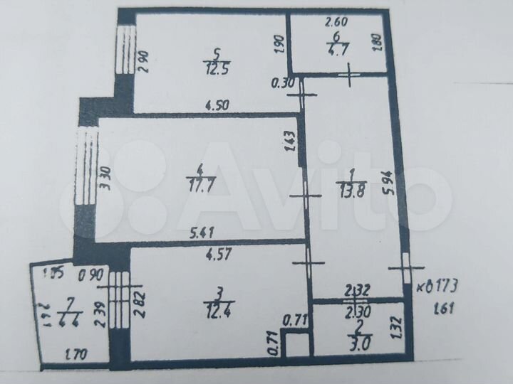 2-к. квартира, 64,9 м², 1/17 эт.