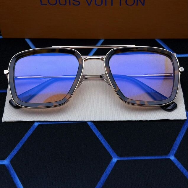 Очки Louis Vuitton черепаховые синие зеркальные