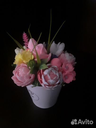 Букет пионы из мыла