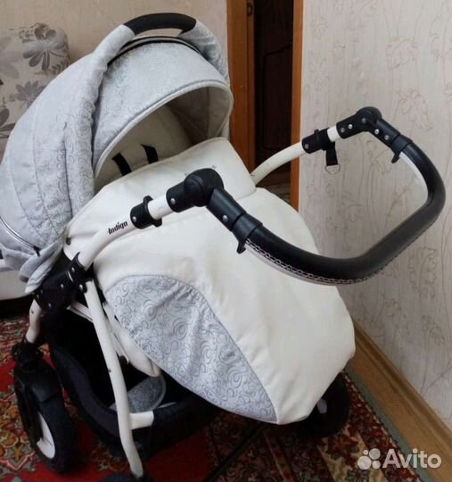 Коляска 2 в 1 Indigo эко кожа(люлька+прогулка)