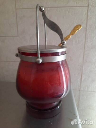 Сахарница цветное стекло СССР