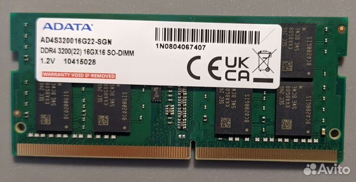 Оперативная память SO-dimm adata DDR4 16GB