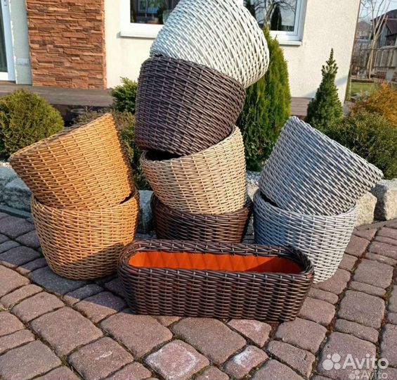 Вазон плетёный 12, 20, 40 литров. Экоротанг