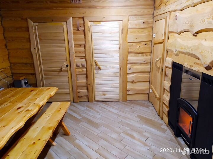 Русская баня на дровах и летняя беседка