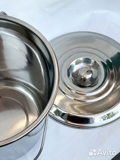 Пищевое ведро из нержавеющей стали 20 л. с крышкой