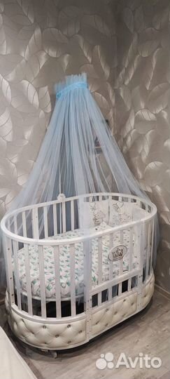 Балдахин в кроватку голубой