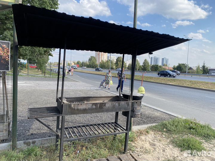 Мангал с печью под казан и крышей разборный