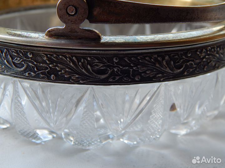 Конфетница хрустальная, серебро