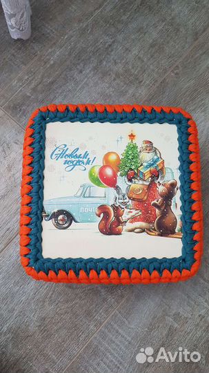 Трикотажная корзина с крышкой