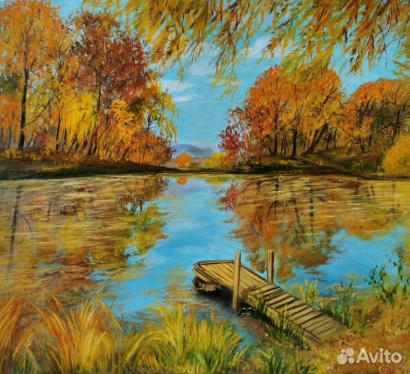 Осень в Федоровке. Картина маслом на холсте 50х60
