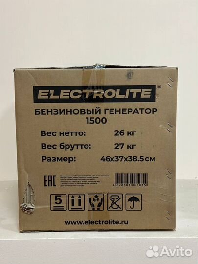 Бензиновый генератор electrolite 1500