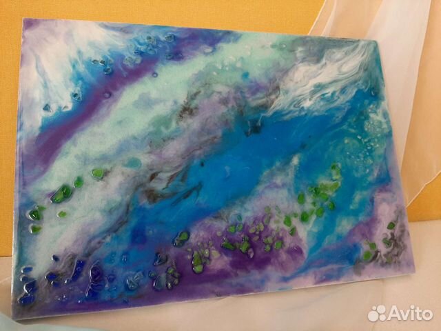 Картина интерьерная зимняя сказка из эпоксидной см