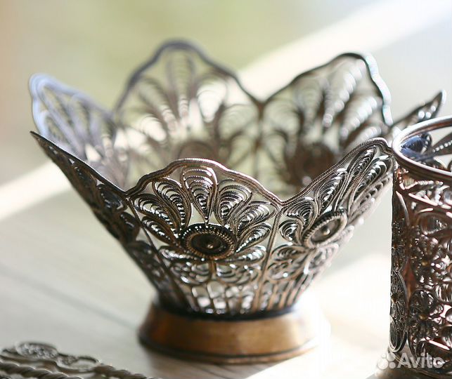 Конфетница ваза СССР мельхиор скань