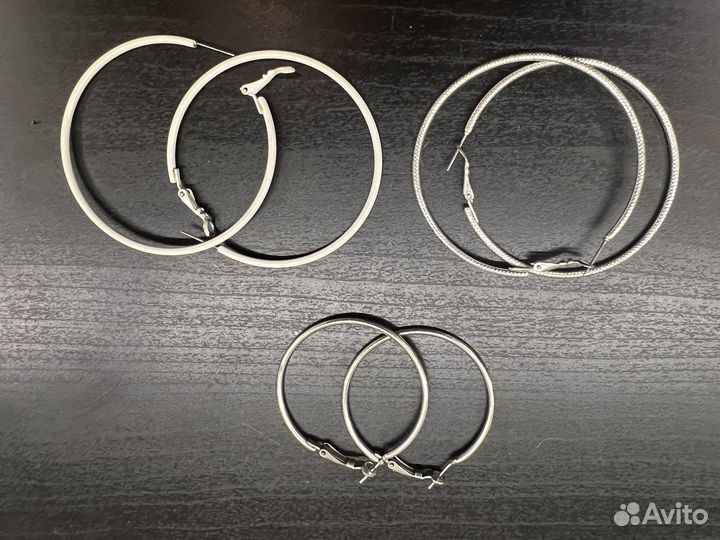 Серьги кольца в ассортименте