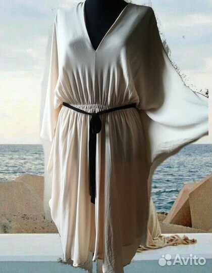 Шелковая туника платье хитон 100 шелк розовый 46