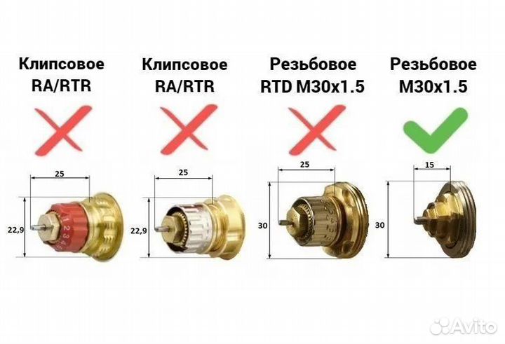 Термоголовка жидкостная Royal Thermo, M30 x 1,5 (белый)