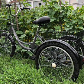 Трехколесный велосипед для взрослых, серебристый