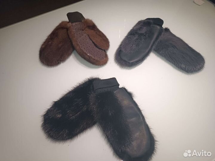 Варежки норковые женские