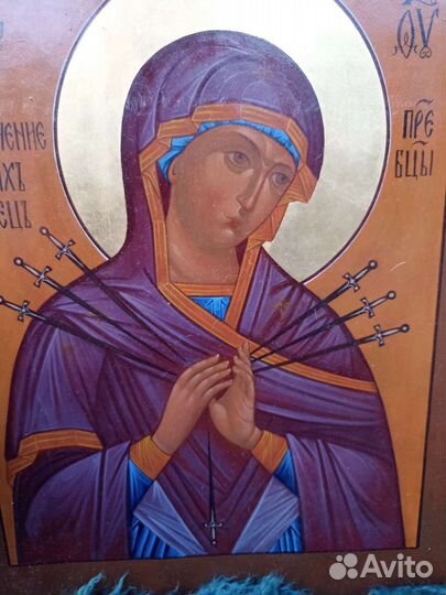 Икона старинная (Семистрельная). Храмовая