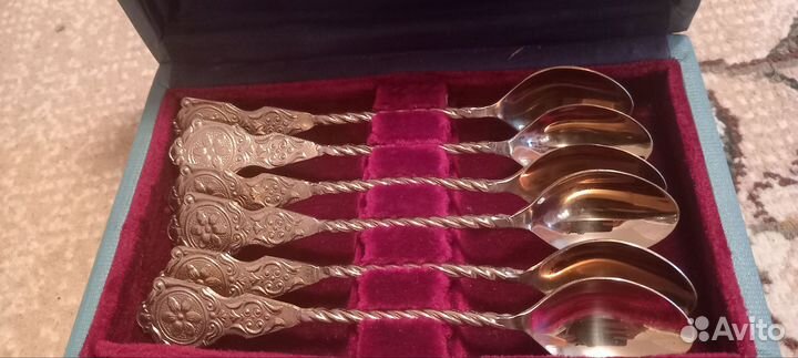 Советский набор чайных ложек. Золочение